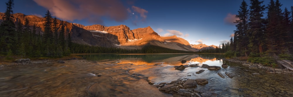 October Moon over Bow Lake & Crowfoot Mtn